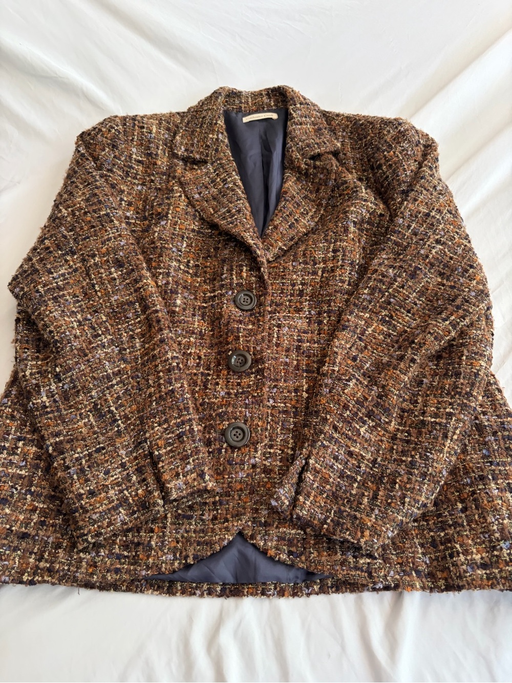 Coldwater Creek Brown Tweed Button-Front Blazer Size 20